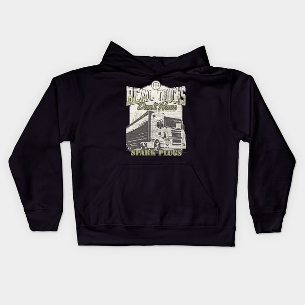 Diesel Trucks are REAL trucks Kids Hoodie by Farm Road Mercantile 